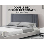 Linen Fabric Double Bed Deluxe Headboard Bedhead - Grey V63-821593