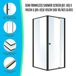 Semi Frameless Shower Screen x 195cm Side AS/NZS Glass V63-824551