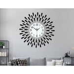 Large Modern 3D Crystal Wall Clock Luxury Art Metal Round Home Decor V63-824911