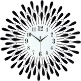 Large Modern 3D Crystal Wall Clock Luxury Art Metal Round Home Decor V63-824911