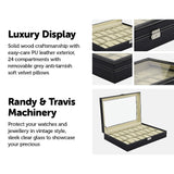 Watch Box - 24 Slot Luxury Display Case With Framed Glass Lid V63-826141