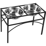 Dual Elevated Raised Pet Dog Puppy Feeder Bowl Stainless Steel Food Water Stand V63-827551