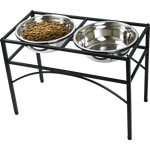 Dual Elevated Raised Pet Dog Puppy Feeder Bowl Stainless Steel Food Water Stand V63-827551