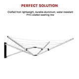 26m 5 Arm Wall Hang Mountable Clothes Airer Dryer Washing Line Bathroom Kitchen V63-828071