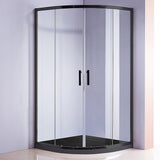90 x 90cm Rounded Sliding 6mm Curved Shower Screen with Base in Black V63-830061