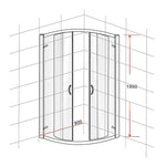 90 x 90cm Rounded Sliding 6mm Curved Shower Screen with Base in Black V63-830061