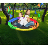 1m Tree Swing in Multi-Color Rainbow Kids Indoor/Outdoor Round Mat Saucer Swing V63-831801