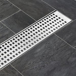 900mm Bathroom Shower Stainless Steel Grate Drain w/Centre outlet Floor Waste Square Pattern V63-832811