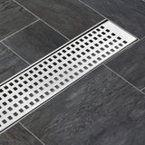 900mm Bathroom Shower Stainless Steel Grate Drain w/Centre outlet Floor Waste Square Pattern V63-832811