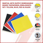 Martial Arts Supply Rebreakable Board Taekwondo, MMA, Karate-Set: Yellow, Blue, Red & Black V63-833261