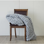Hand Knitted Chunky Blanket Thick Acrylic Yarn Blanket Home Decor Throw Rug - Grey V63-834771