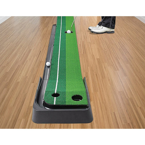 Indoor Practice Putting Green 2.5m Mat Inclined Ball Return Fake Grass 2 Holes V63-834791