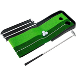 Indoor Practice Putting Green 2.5m Mat Inclined Ball Return Fake Grass 2 Holes V63-834791