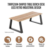 Trapezium-Shaped Table Bench Desk Legs Retro Industrial Design Fully Welded - Black V63-834821