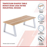 Trapezium-Shaped Table Bench Desk Legs Retro Industrial Design Fully Welded - White V63-834871