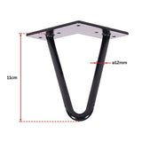 Set of 4 Industrial Retro Hairpin Table Legs 12mm Steel Bench Desk - 11cm Black V63-834991