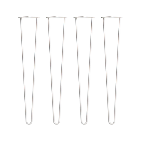 Set of 4 Industrial Retro Hairpin Table Legs 12mm Steel Bench Desk - 71cm White V63-835031