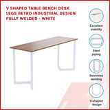 V Shaped Table Bench Desk Legs Retro Industrial Design Fully Welded - White V63-835161