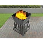 Black Fire Pit Square Log Patio Garden Heater Outdoor Table Top BBQ Camping V63-835261