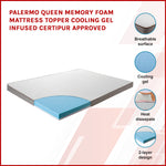 Palermo Queen Memory Foam Mattress Topper Cooling Gel Infused CertiPUR Approved V63-835381