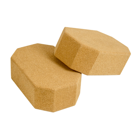 Natural Cork Octagon Yoga Blocks Brick Exercise 2 pcs Set Eco Non-Slip V63-835671