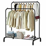 Heavy Metal Double Clothes Rail Hanging Rack Garment Display Stand Storage Shelf V63-836211