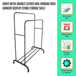 Heavy Metal Double Clothes Rail Hanging Rack Garment Display Stand Storage Shelf V63-836211