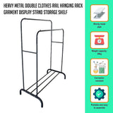 Heavy Metal Double Clothes Rail Hanging Rack Garment Display Stand Storage Shelf V63-836211