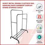 Heavy Metal Double Clothes Rail Hanging Rack Garment Display Stand Storage Shelf V63-836211