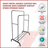 Heavy Metal Double Clothes Rail Hanging Rack Garment Display Stand Storage Shelf V63-836211