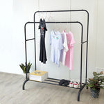 Heavy Metal Double Clothes Rail Hanging Rack Garment Display Stand Storage Shelf V63-836211