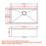 BRIENZ 32-inch Nano Workstation Ledge Undermount 16 Gauge Stainless Steel Kitchen Sink Single Bowl V63-836481