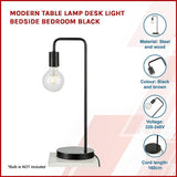 Modern Table lamp Desk Light Bedside Bedroom Black V63-836881