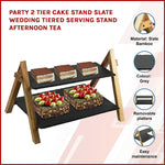 Party 2 Tier Cake Stand Slate Wedding Tiered Serving Stand Afternoon Tea V63-837241