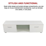 TV Cabinet Entertainment Unit Stand High Gloss Storage Shelf 140cm White V63-837811