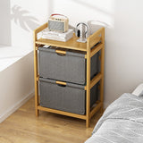 Bamboo Shelf with Storage Hamper - Wooden Bamboo Removable Bags V63-838241