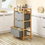 Bamboo Shelf with Storage Hamper - Wooden Bamboo Removable Bags V63-838251
