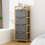 Bamboo Shelf with Storage Hamper - Wooden Bamboo Removable Bags V63-838261