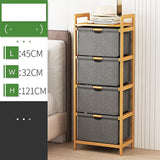 Bamboo Shelf with Storage Hamper - Wooden Bamboo Removable Bags V63-838261