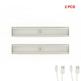 2 x 46 LED Stick-on Wireless Under Cabinet Light Rechargeable Motion Sensor Closet Lamp V63-838761