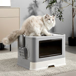 Jumbo Hooded Cat Litter Box Tray Pet Kitty Toilet for Large Cats w Hair Grooming V63-839211