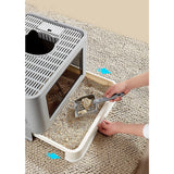 Jumbo Hooded Cat Litter Box Tray Pet Kitty Toilet for Large Cats w Hair Grooming V63-839211