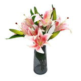 Premium Faux Pink Lily In Glass Vase V77-88012