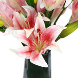 Premium Faux Pink Lily In Glass Vase V77-88012