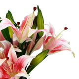 Premium Faux Pink Lily In Glass Vase V77-88012