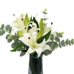 Premium Faux White Lily In Glass Vase V77-88013