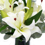 Premium Faux White Lily In Glass Vase V77-88013