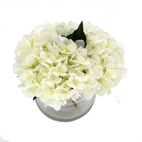 Premium Faux Hydrangea With Glass Vase 23cm V77-88014