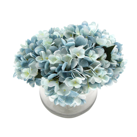 Premium Faux Hydrangea With Glass Vase 23cm V77-88015