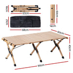 Gardeon Outdoor Furniture Wooden Egg Roll Picnic Table Camping Desk 120CM WOOD-ROLL-TB-120-WN